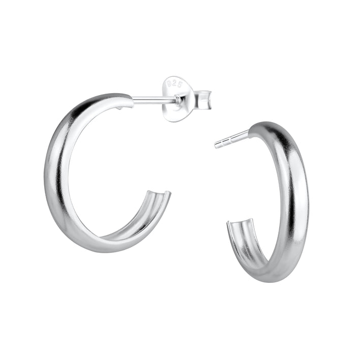 Joy|S - Zilveren oorringen stud - 15 mm - oorbellen - 3 mm dikte