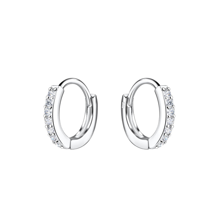 Joy|S - Zilveren oorringen 11 mm - zirkonia - dikte: 2 mm - klap scharnier sluiting