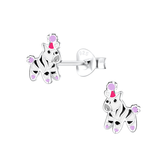 Joy|S - Zilveren zebra oorbellen - 6 x 8 mm - kinderoorbellen