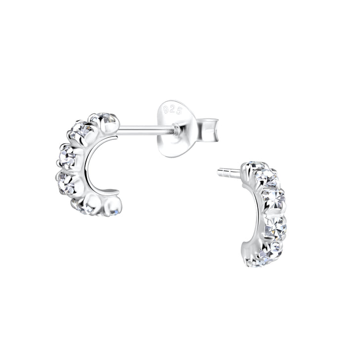 Joy|S - Zilveren petit oorringen stud - 8 mm - kristal - dikte: 2 mm