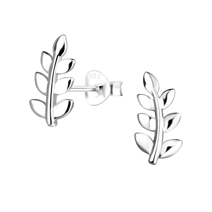 Joy|S - Zilveren blad - blaadjes - takje oorbellen - 6 x 12 mm