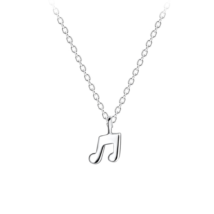 Joy|S - Zilveren muzieknoot hanger met ketting 45 cm - hanger 5 x 6 mm - muziek noot kinderketting