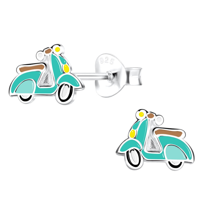 Joy|S - Zilveren scooter oorbellen - groen - 8 x 6 mm