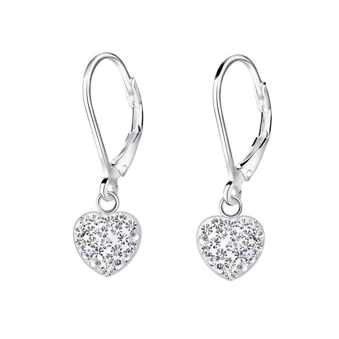 Joy|S - Zilveren hartje oorbellen - kristal - hartje: 9 x 8 mm - leverback sluiting