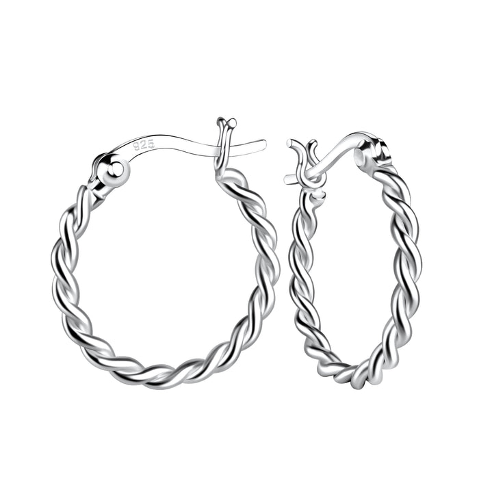 Joy|S - Zilveren oorringen 18 mm / 2 mm - twisted / gedraaid - Franse sluiting