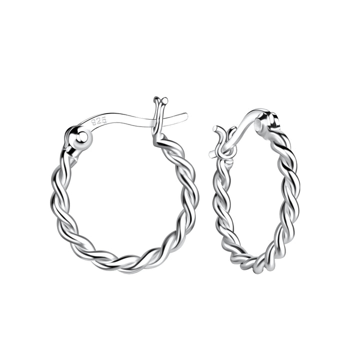 Joy|S - Zilveren oorringen 12 mm / 2 mm - twisted gedraaid - Franse sluiting