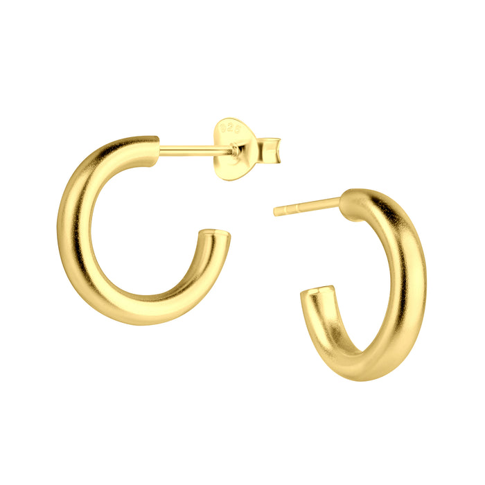 Joy|S - Zilveren oorringen stud - 16 mm / dikte 3 mm - halve maan oorbellen - goudplating