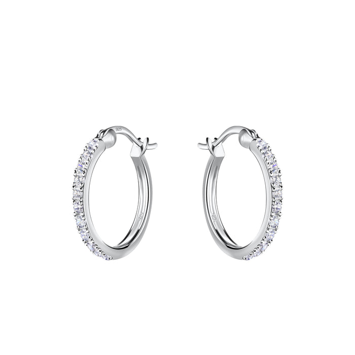 Joy|S - Zilveren oorringen - 16 mm / 2 mm - zirkonia - Franse sluiting - sterling zilver 925