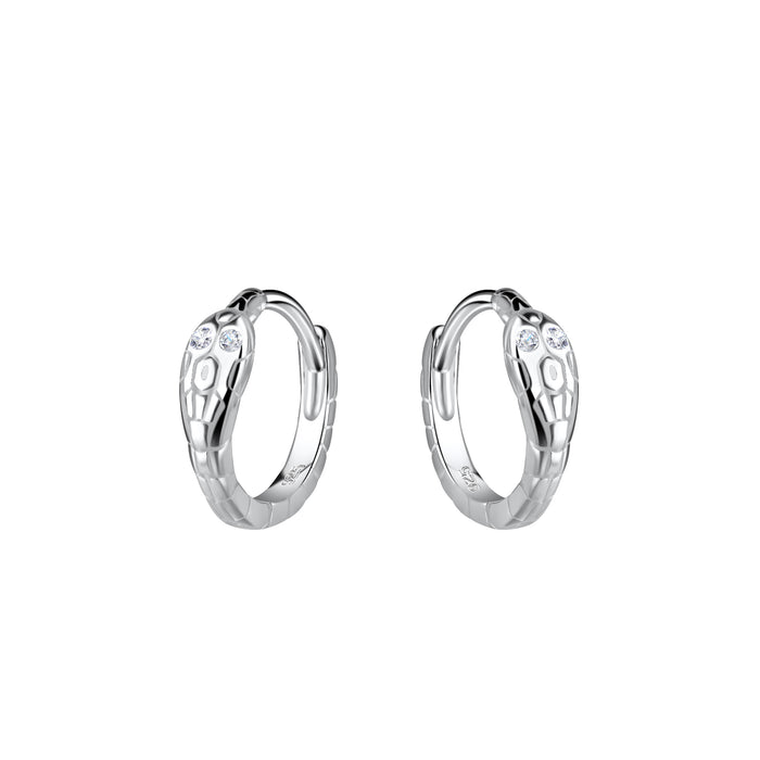 Joy|S - Zilveren slang oorringen - 11 mm / 2.5 mm - zirkonia