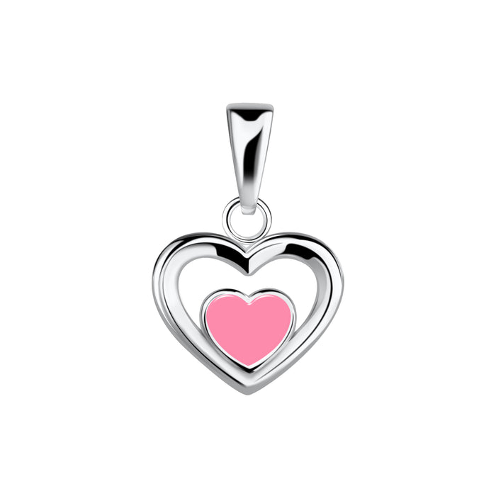 Joy|S - Zilveren hartje hanger (zonder ketting) - hart met roze hartje - sterling zilver 925