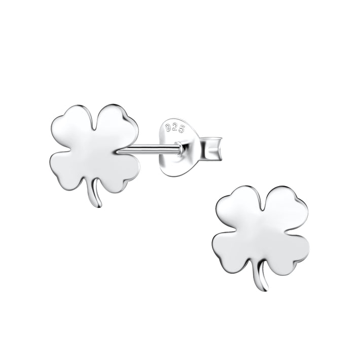 Joy|S - Zilveren klaver oorbellen - zilver - klavertje vier - 7.5 x 8 mm - oorknoppen