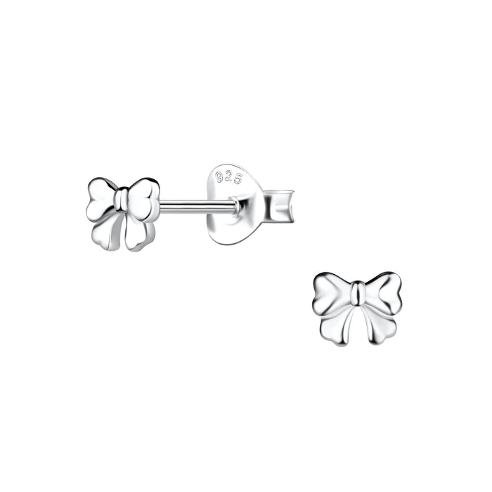 Joy|S - Zilveren strikje oorbellen - 5 x 4 mm - gepolijst - strik oorknopjes - sterling zilver 925