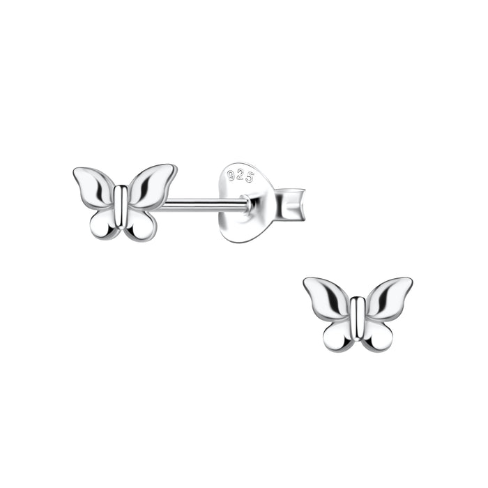 Joy|S - Zilveren vlinder oorbellen - 6 x 5 mm - oorknopjes - massief - sterling zilver 925