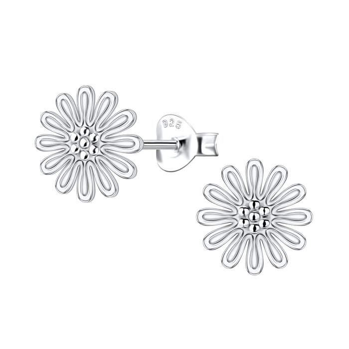 Joy|S - Zilveren bloem oorbellen - 9 mm - zonnebloem - massief - sterling zilver 925