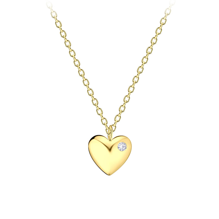 Joy|S - Zilveren hartje hanger met ketting - petit hartje 6 x 7 mm - zirkonia - ketting 45 cm - gold plated - sterling zilver 925