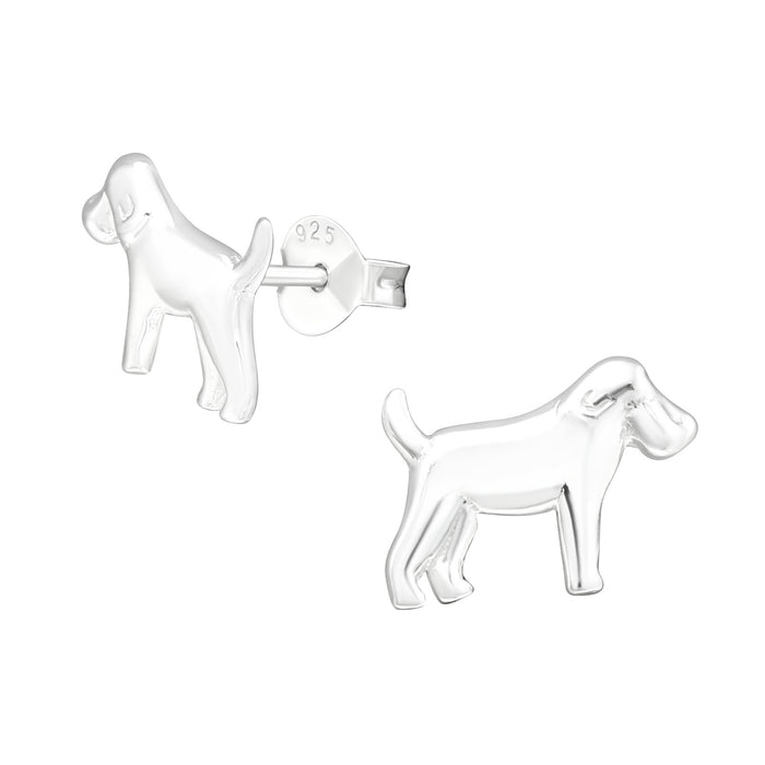 Joy|S - Zilveren hond oorbellen - 11 x 9 mm - zilver egaal - kinderoorbellen