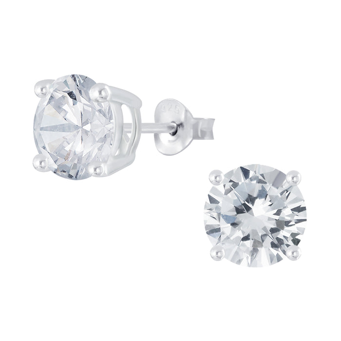 Joy|S - Zilveren rond oorbellen - 8 mm - zirkonia