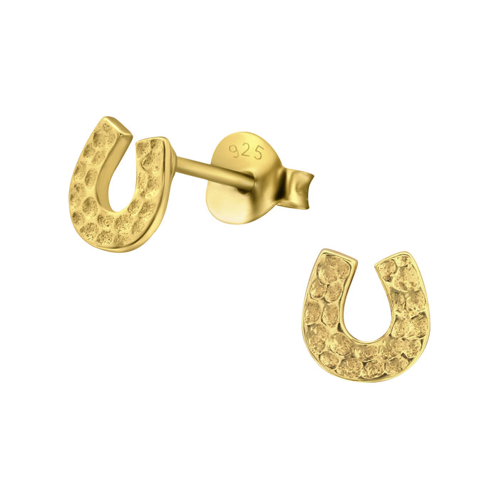 Joy|S - Zilveren hoefijzer oorbellen - 6 mm - goudplating