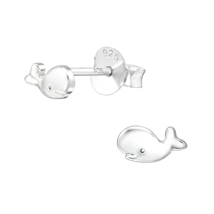 Joy|S - Zilveren walvis oorbellen - oorknopjes 6 x 3 mm - zilver massief - vis - kinderoorbellen