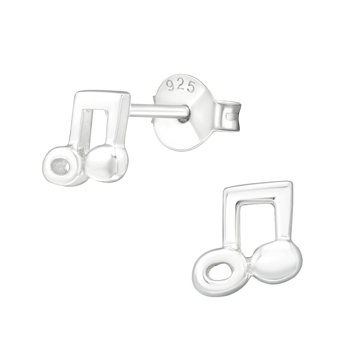 Joy|S - Zilveren muzieknoot oorbellen - 6 mm - muziek noot oorknoppen - zilver - kinderoorbellen