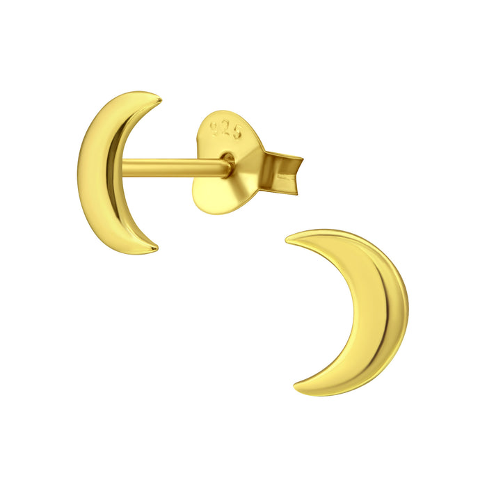 Joy|S - Zilveren maan oorbellen 5 x 7 mm - goudplating