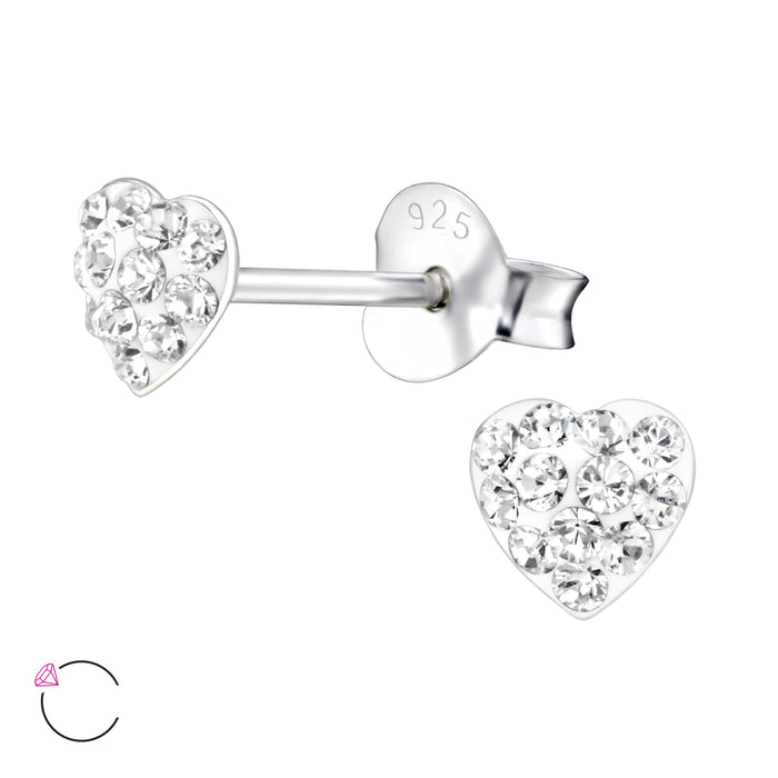 Joy|S - Zilveren hartje oorbellen - 5 mm - kristal