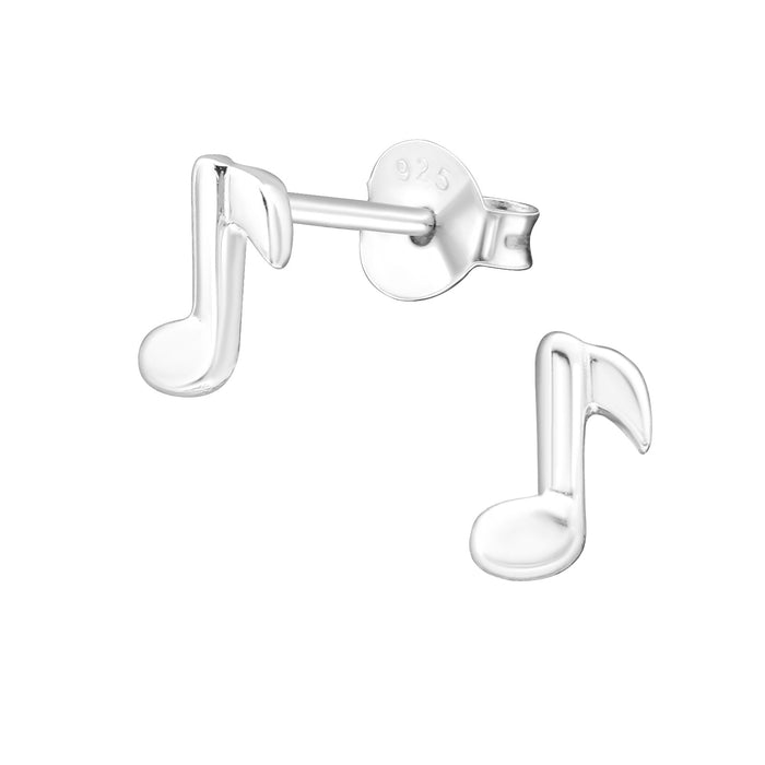 Joy|S - Zilveren muzieknoot oorbellen - 5 x 7 mm - muziek noot oorknoppen - zilver