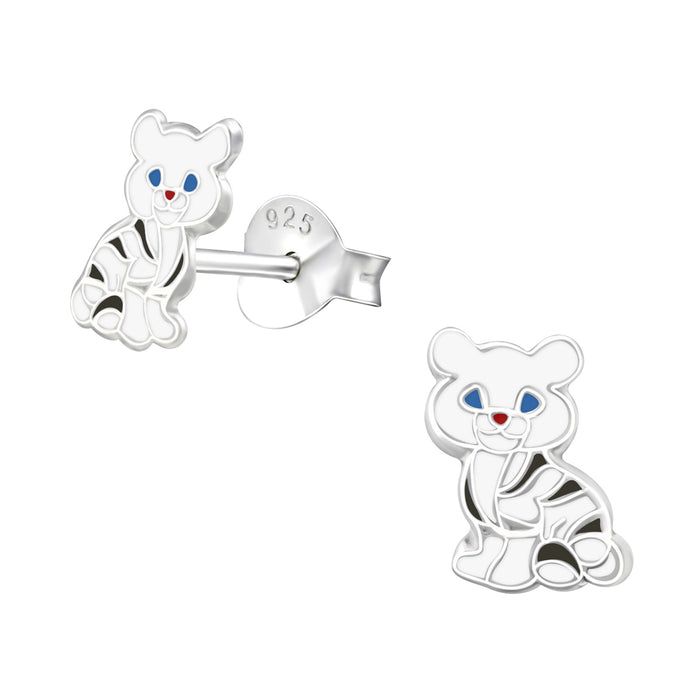 Joy|S - Zilveren tijger kat oorbellen 5 x 9 mm Sterling zilver 925