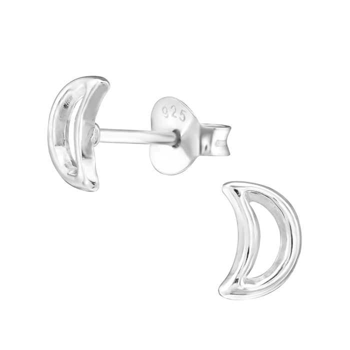 Joy|S - Zilveren maan oorbellen - 6 mm