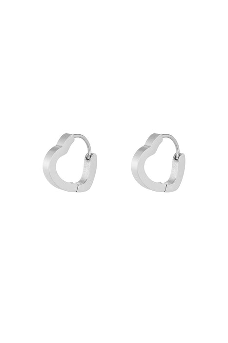 Joy Ibiza - hartje oorbellen - klap scharnier - hartje oorringen - 1.7 cm - stainless steel