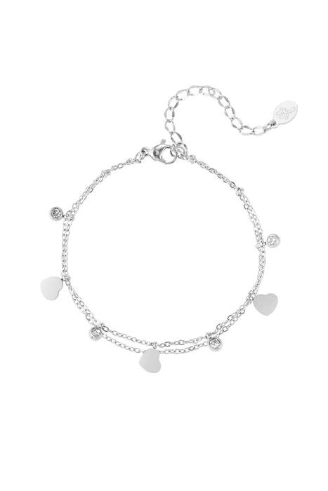Joy Ibiza - hartjes armband - drie hartjes - double layer - lobster sluiting - armband party boho - bohemian style - stainless steel
