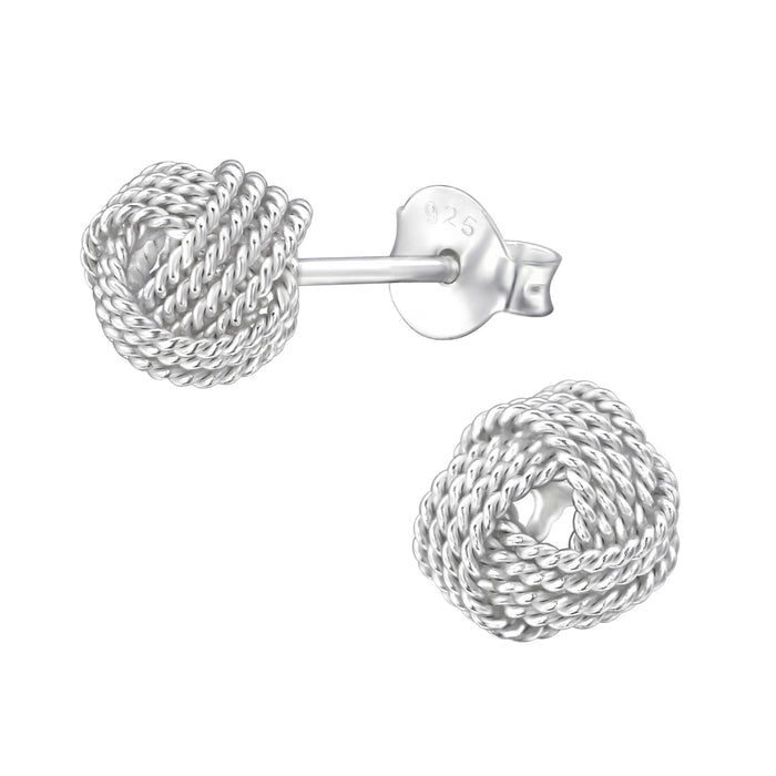 Joy|S - Zilveren knoop oorbellen - 7 mm - mesh - tennis knoop classic