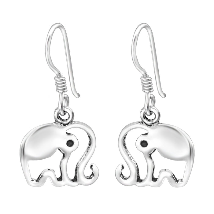 Joy|S - Zilveren olifant bedel oorbellen - oorhangers