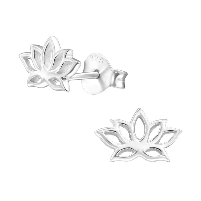 Joy|S - Zilveren lotus bloem oorbellen - 9 x 5 mm