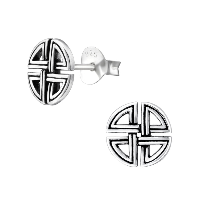 Joy|S - Zilveren Keltisch rond oorbellen - 8 mm - geoxideerd