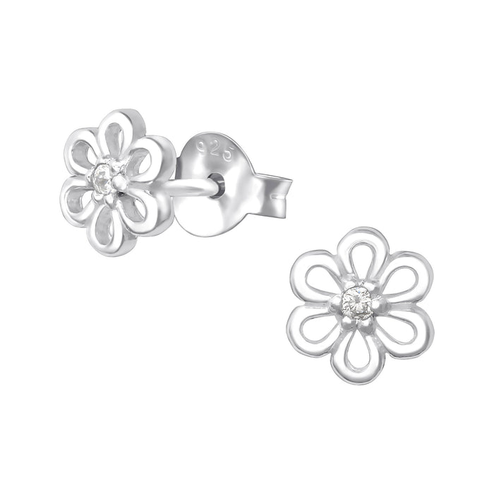 Joy|S - Zilveren bloem oorbellen 6 mm sunnyflower