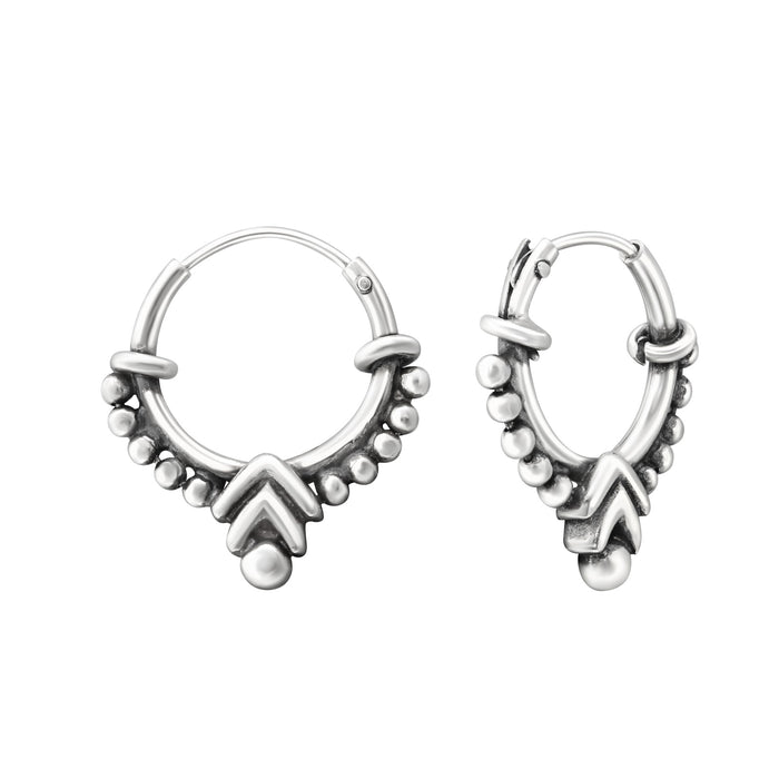 Joy|S - Zilveren Bali oorbellen - 15 mm - oorringen - geoxideerd - t63