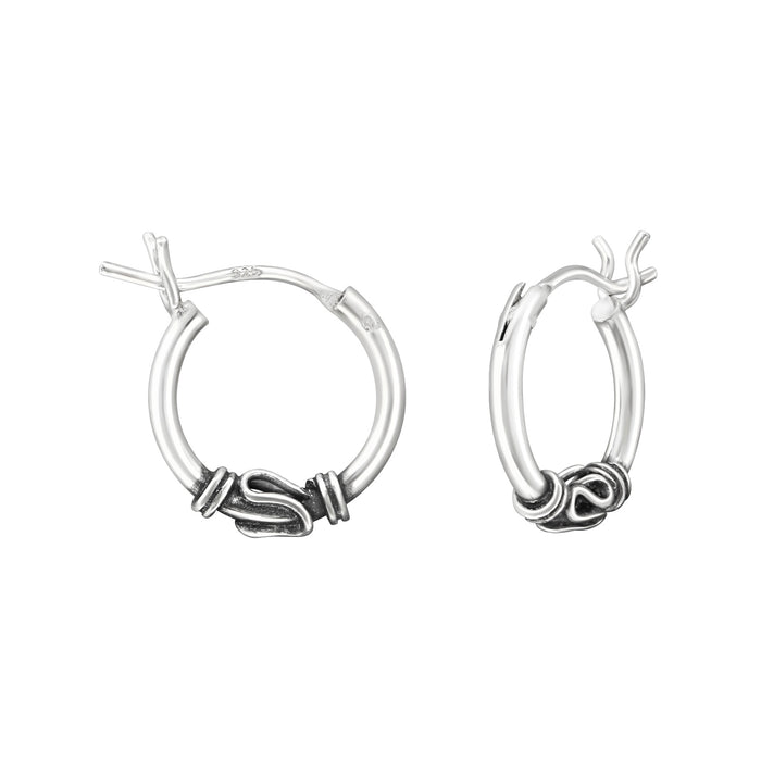 Joy|S - Zilveren Bali oorbellen - 12 mm oorringen - Franse sluiting - geoxideerd