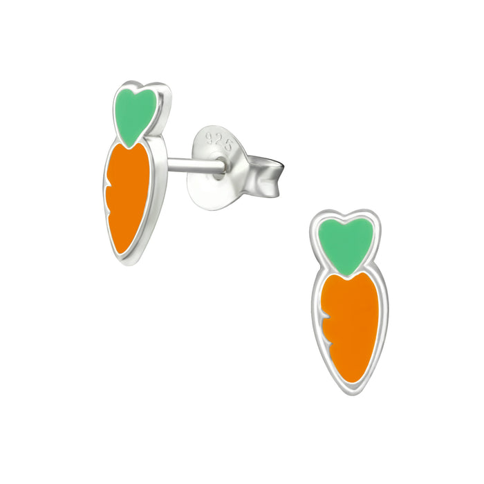 Joy|S - Zilveren wortel oorbellen - 4 x 10 mm - worteltje oorknoppen - kinderoorbellen