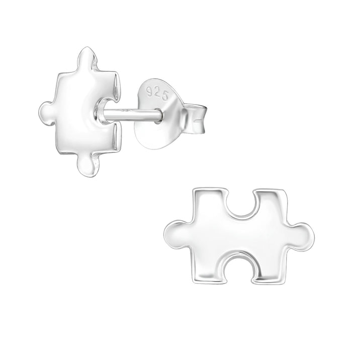 Joy|S - Zilveren puzzel - puzzelstukje oorbellen massief 8 x 7 mm