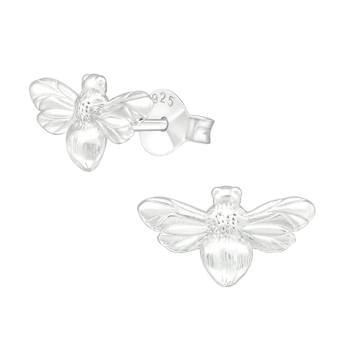 Joy|S - Zilveren Bij oorbellen - 12 x 6 mm - massief zilver - oorknoppen