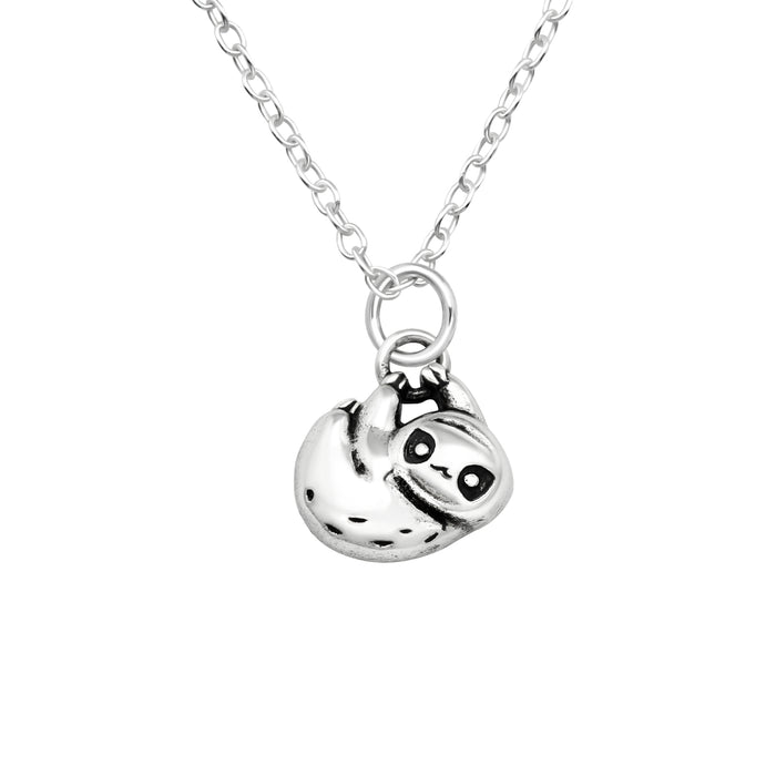 Joy|S - Zilveren luiaard hanger 9 mm - inclusief ketting 45 cm - geoxideerd