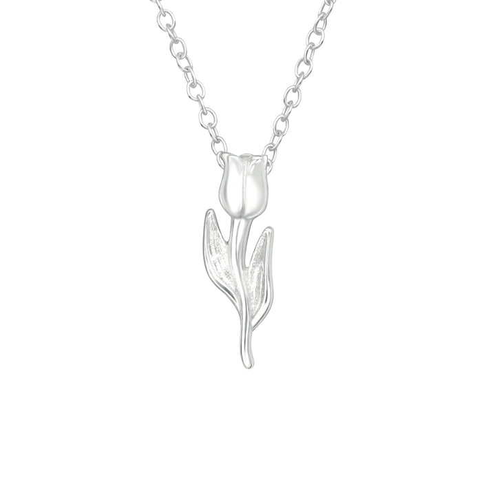 Joy|S - Zilveren roosje bloem hanger - met ketting 42 cm + 3 cm extension