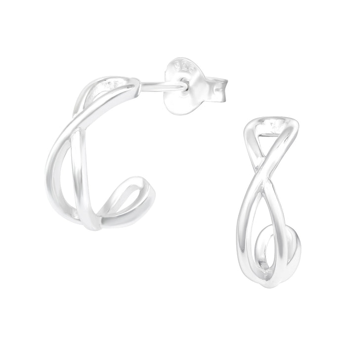 Joy|S - Zilveren oorringen stud - 12 mm - infinity - dikte: 4 mm - oorbellen