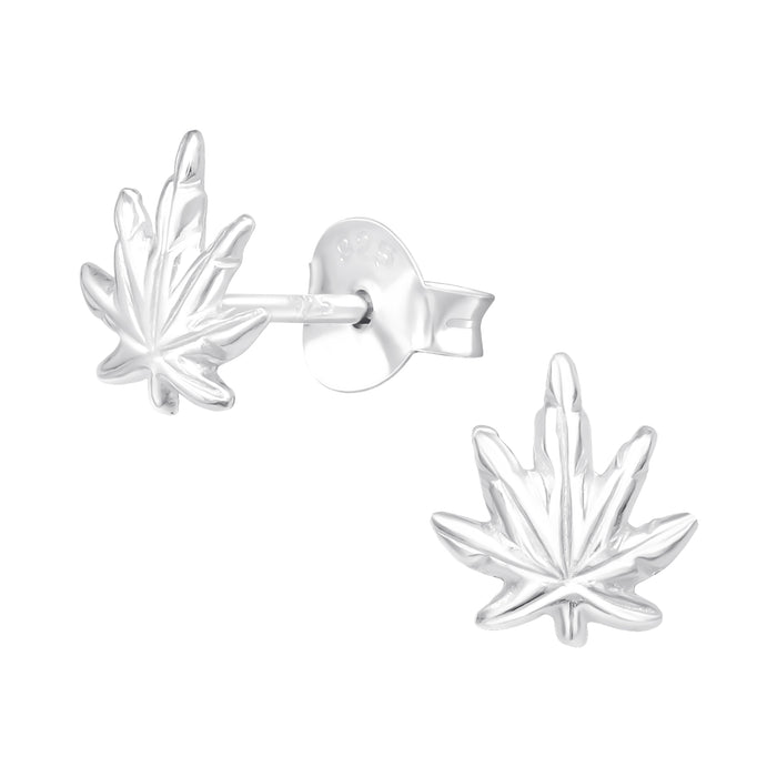 Joy|S - Zilveren wietblad oorbellen - 6 x 7 mm - oorknopjes - sterling zilver 925