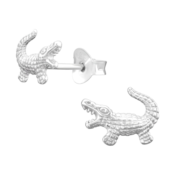 Joy|S - Zilveren krokodil oorbellen - 9 x 7 mm - sterling zilver 925 kinderoorbellen