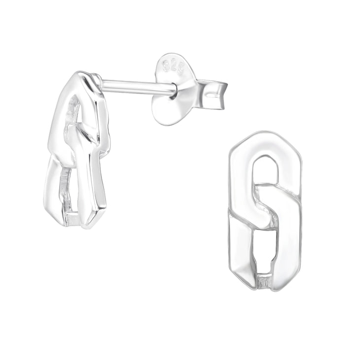 Joy|S - Zilveren link oorbellen - 5 x 11 mm - gourmet schakel oorknoppen - sterling zilver 925