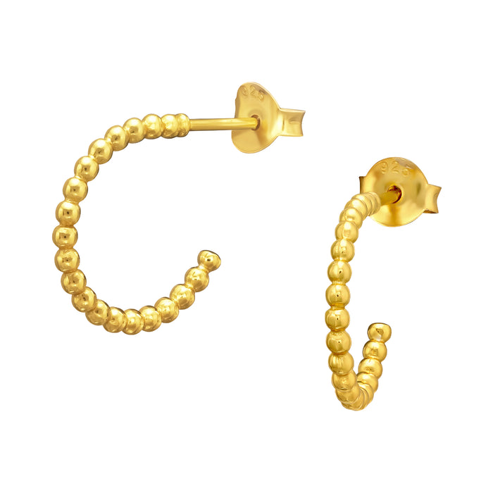 Joy|S - Zilveren oorringen stud - 14 mm / 2 mm - balletjes bolletjes - dots - goudplating