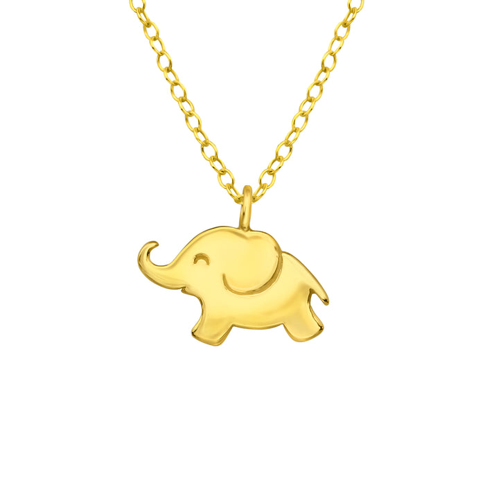 Joy|S - Zilveren olifant hanger met ketting 45 cm - goudplating - voor kinderen