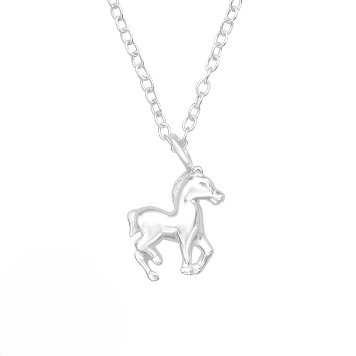 Joy|S - Zilveren paard hanger met ketting - 39 cm (extra oogje op 36 cm) - voor kinderen